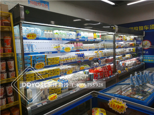 广东省汕尾市城区超市冷柜-牛奶展示柜-风幕柜案例